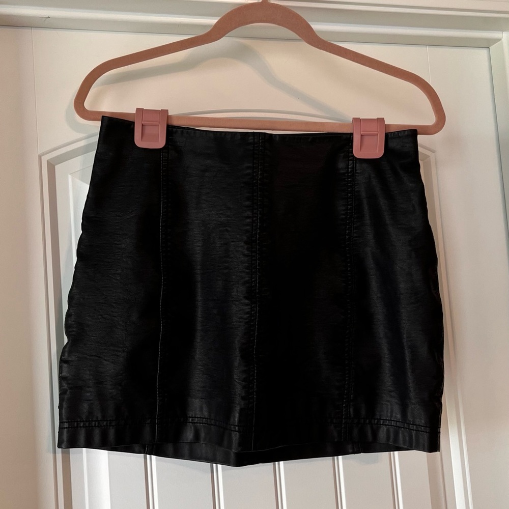 Free People Black Leather skirt